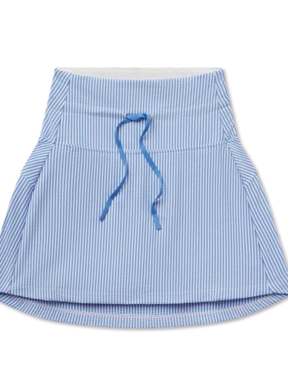 Southern Marsh Light Blue & White Striped Pull-String Mini Skirt